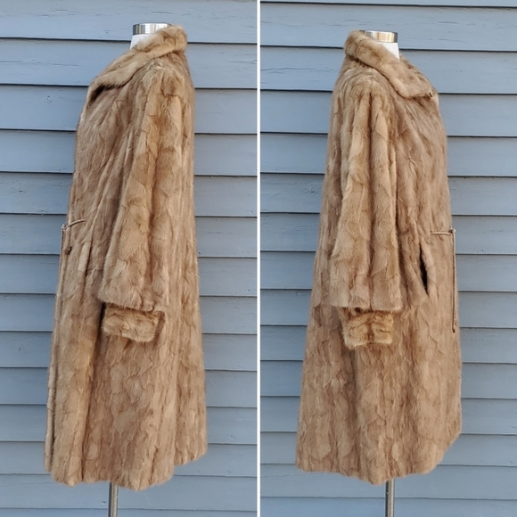 Vintage Pastel Mink Paw Mob Wife Designer Luxury Long Overcoat Coat Furs XL - Picture 3 of 9